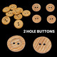 Round Plastic Wood-Effect 2-Hole Buttons (Pack of 10)